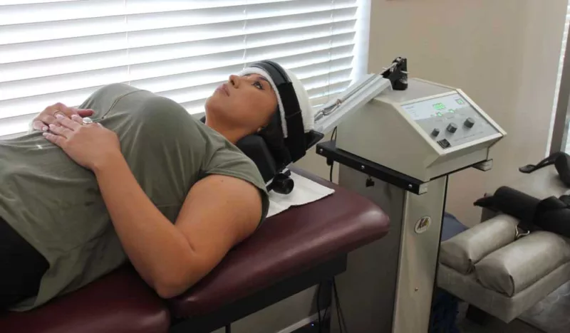 woman on spinal decompression therapy machine